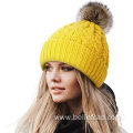 Beanies with Pom Slouchy Knit Cuffed Caps